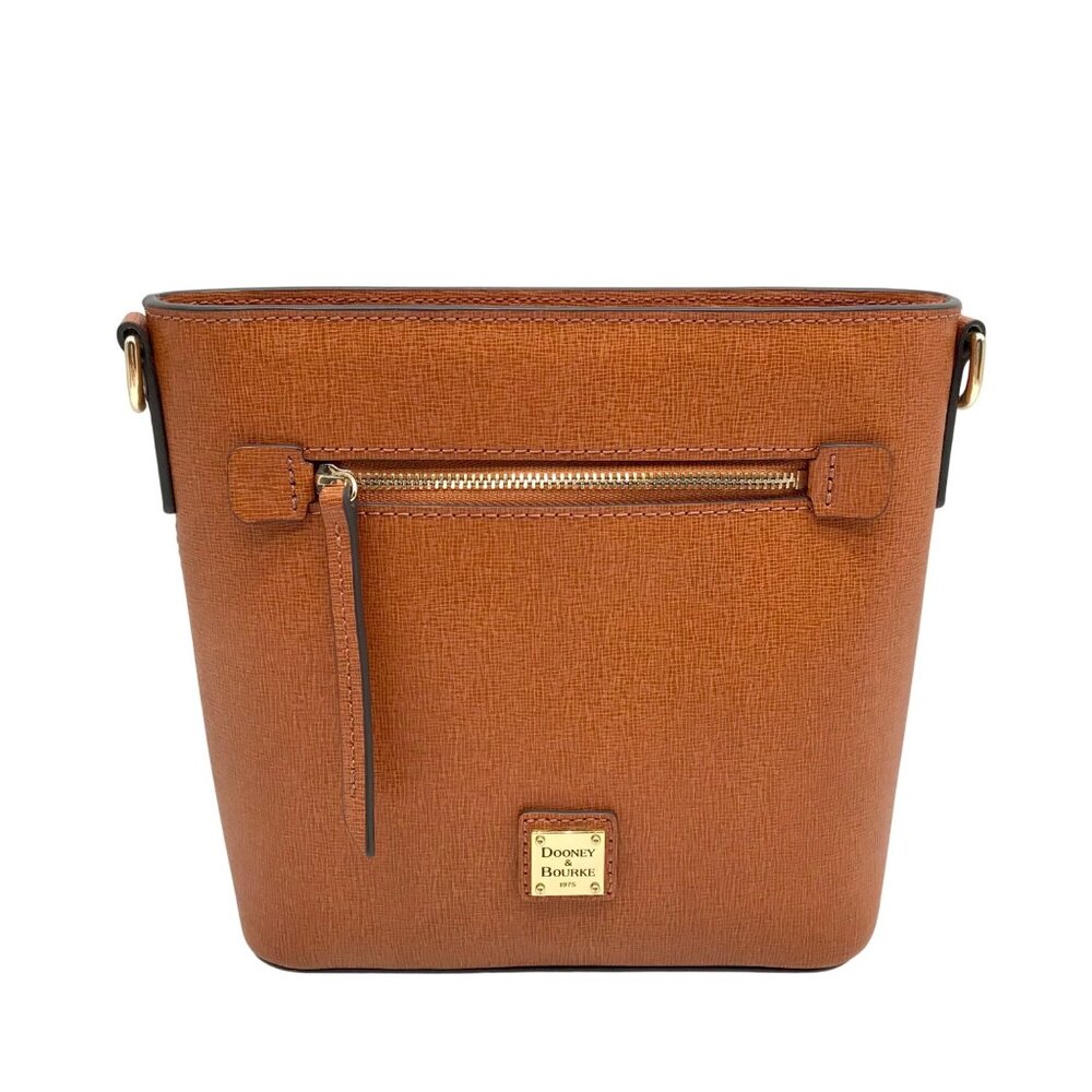 Dooney & Bourke Brown Pebbled Grain Small Zip Crossbody Bag